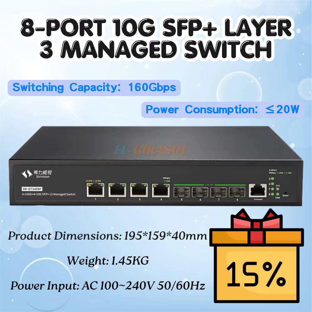 Sirivision 8 Port 10G SFP+ L3  - đánh giá và giá Sfp+ 10G Managed Switch 8 Port